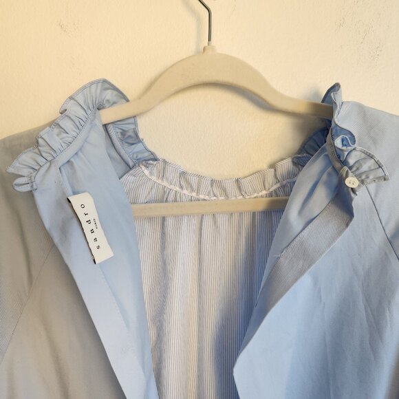 Sz40 NEW Sandro Rosalyn Blue Romper with Ruffle Details - US 8 - Picture 9 of 14